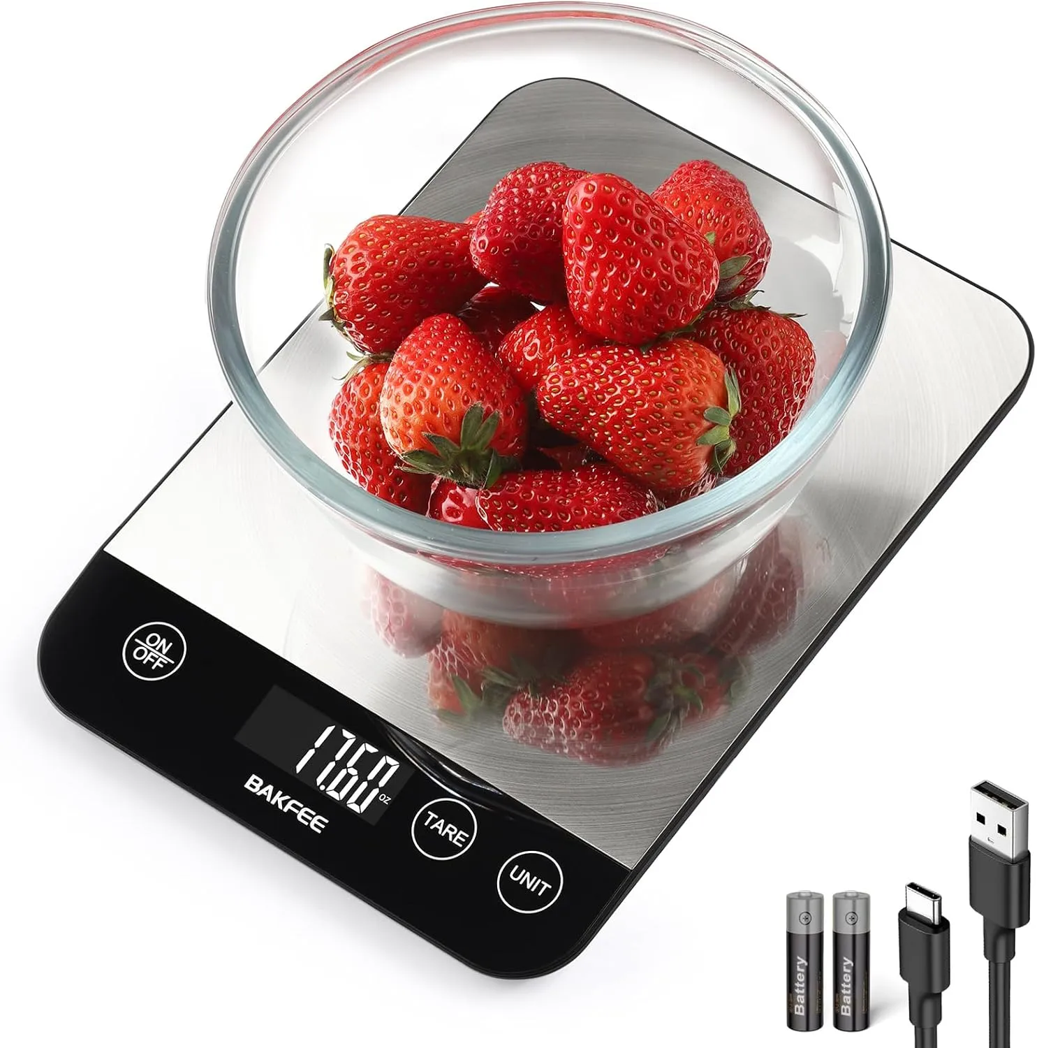 Rechargeable Stainless Steel Digital Food Scale (33lb)